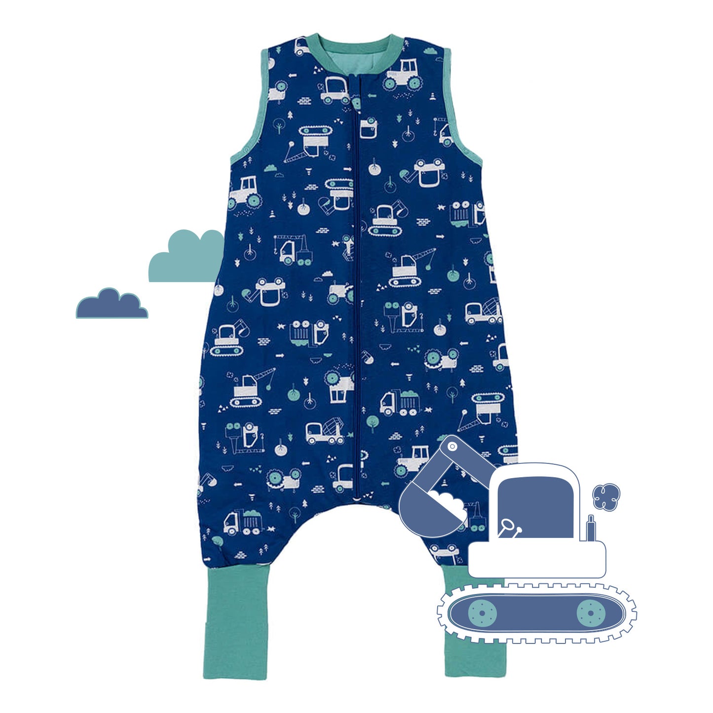 Schlafsack mit Fรผรen und umklappbaren Bรผndchen, 1.0 TOG