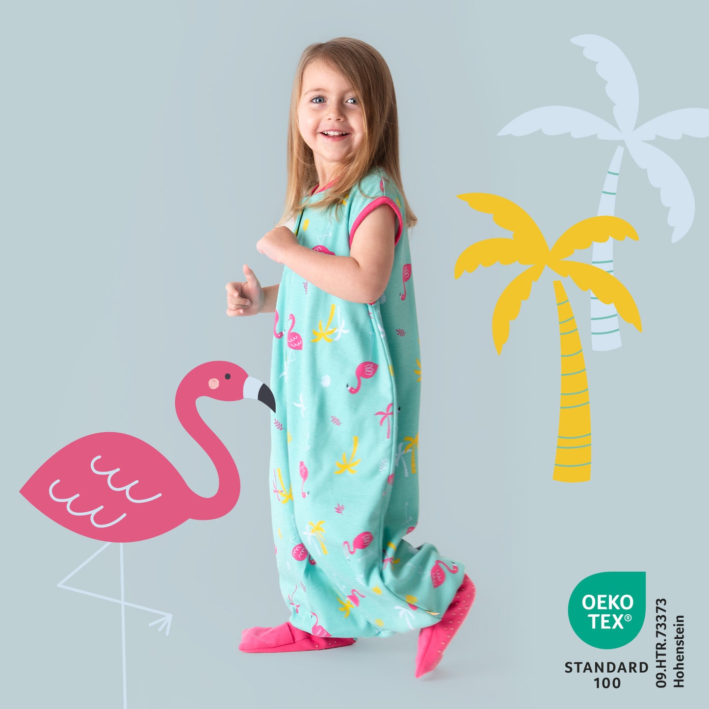 Bio Schlafsack mit Füßen und umklappbaren Bündchen 1.0 TOG_Flamingo_419_2 - (Bild-10)