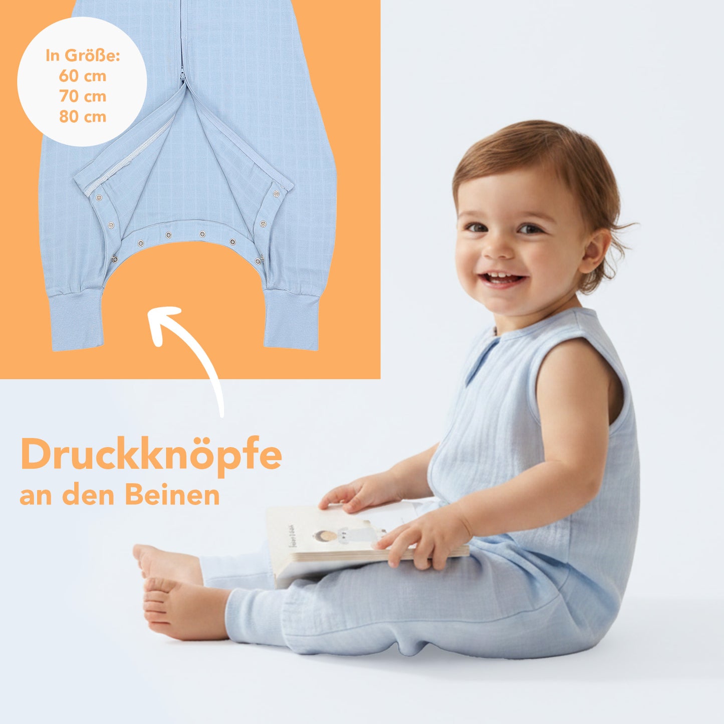 Musselin Schlafsack mit Füßen 0.5 Tog_Blue Ice_3_422