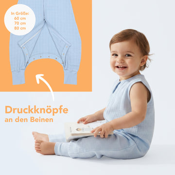 Musselin Schlafsack mit Füßen, 0.5 TOG