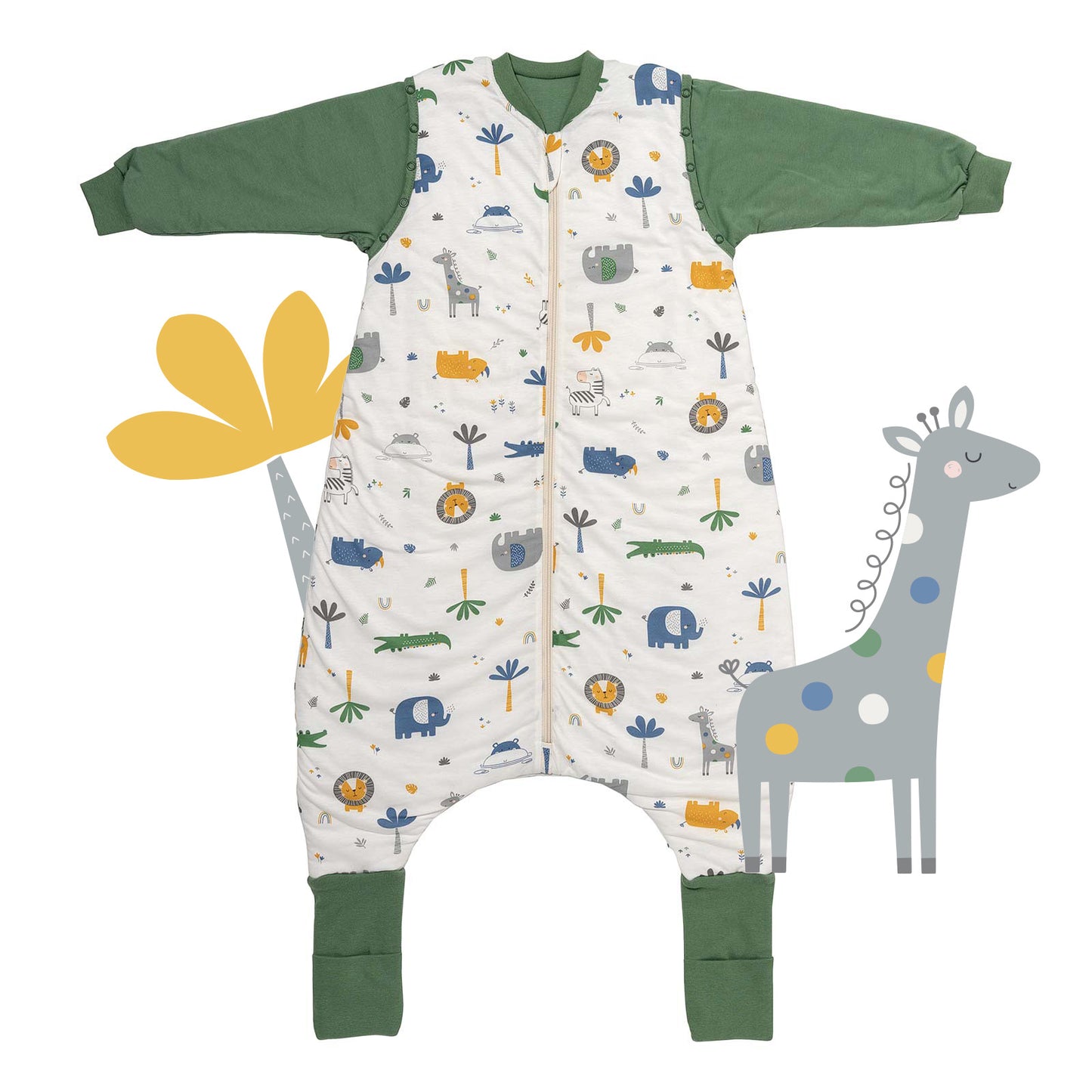 Schlafsack mit Füßen und umklappbaren Bündchen 2.5 TOG_Dschungel_Vorderseite_461