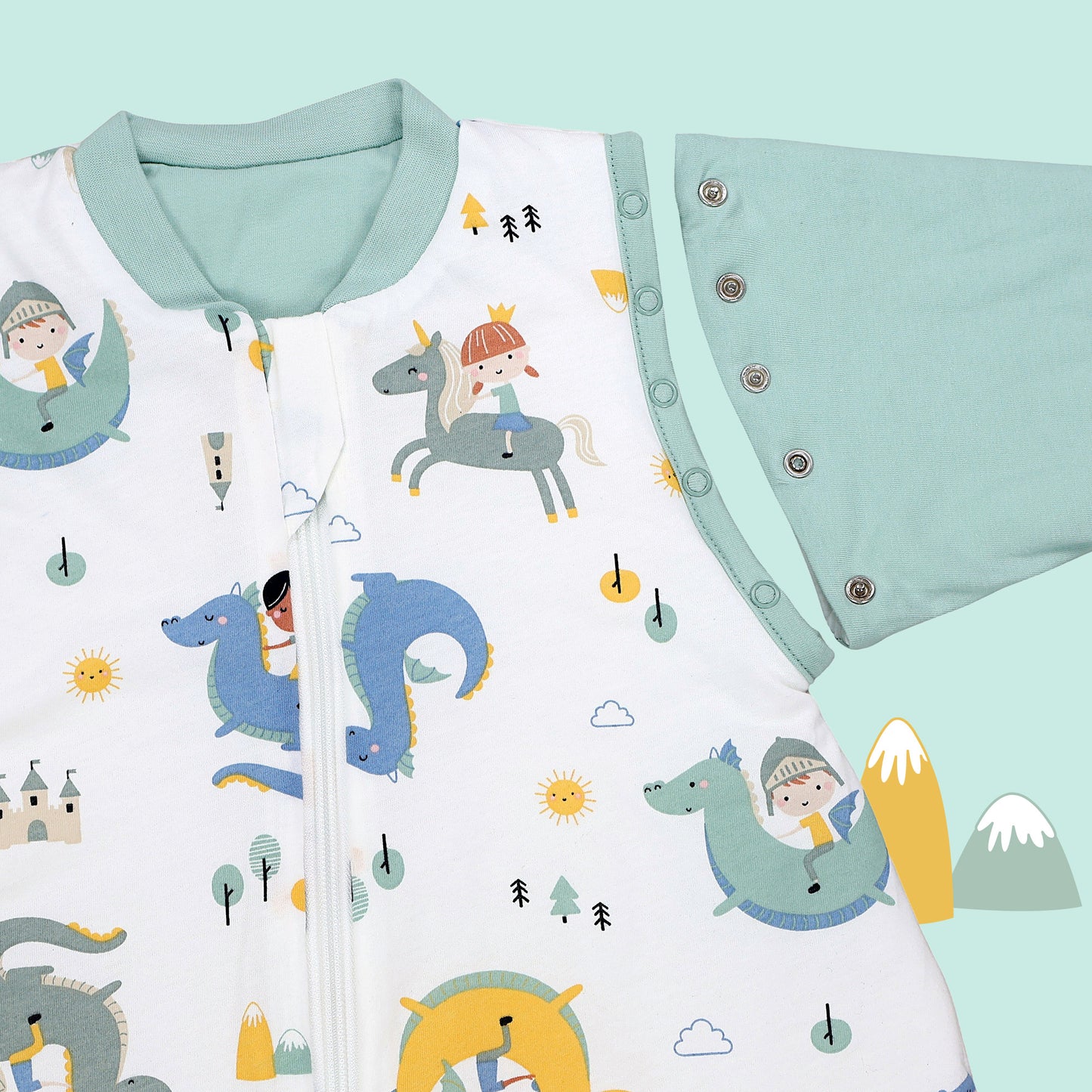 Schlafsack mit Füßen und umklappbaren Bündchen 2.5 TOG_Fantasia_Armausschnitt_461