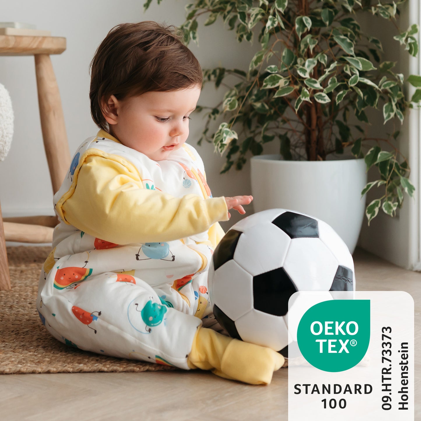 Schlafsack mit Füßen und umklappbaren Bündchen 2.5 TOG_Fruchtathleten_OEKOTEX_461