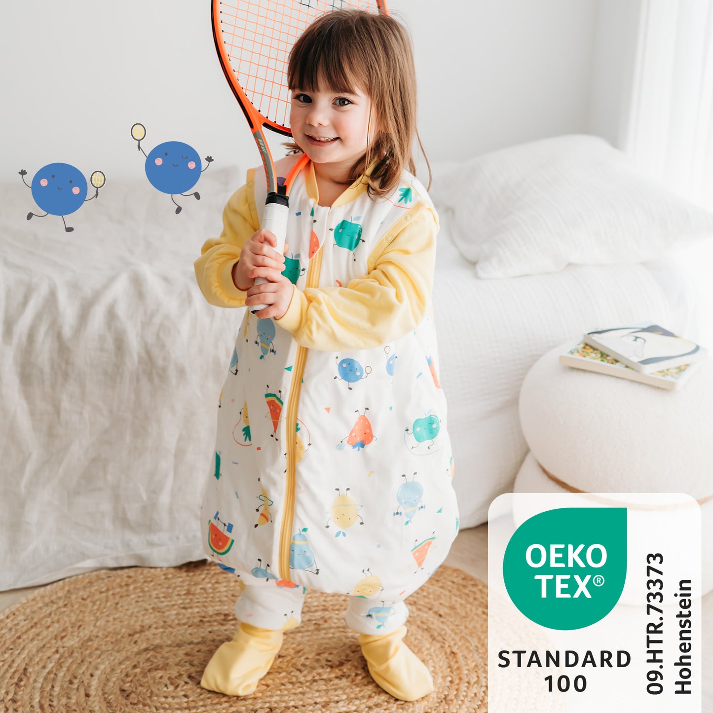 Schlafsack mit Füßen und umklappbaren Bündchen 2.5 TOG_Fruchtathleten_OEKOTEX_461