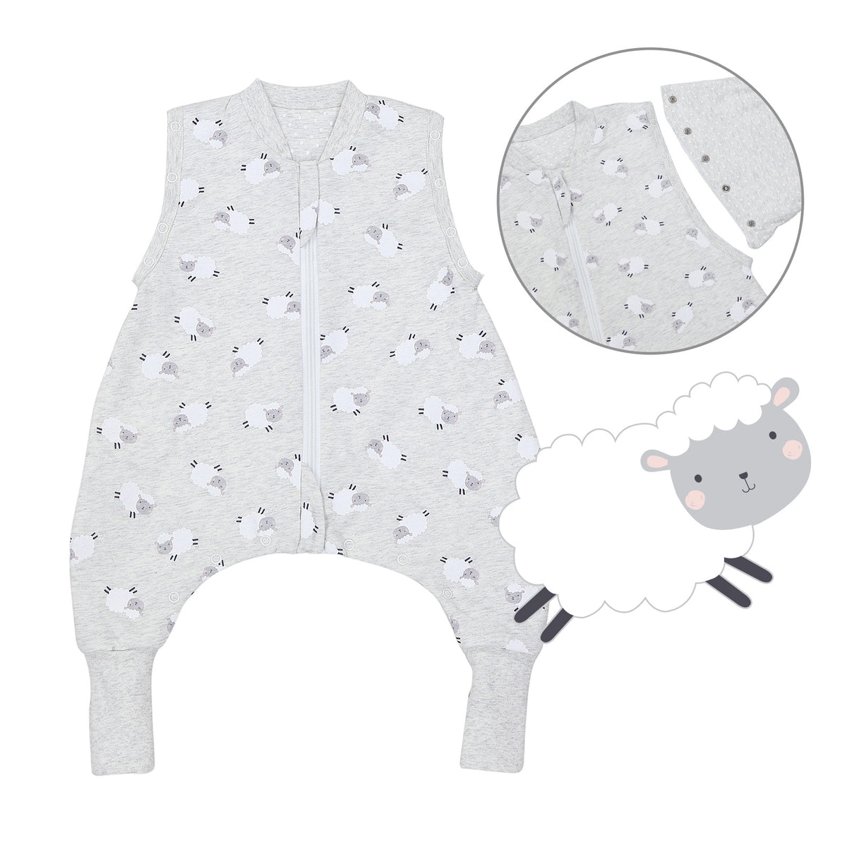 Schlafsack mit Füßen und umklappbaren Bündchen, 2.5 TOG