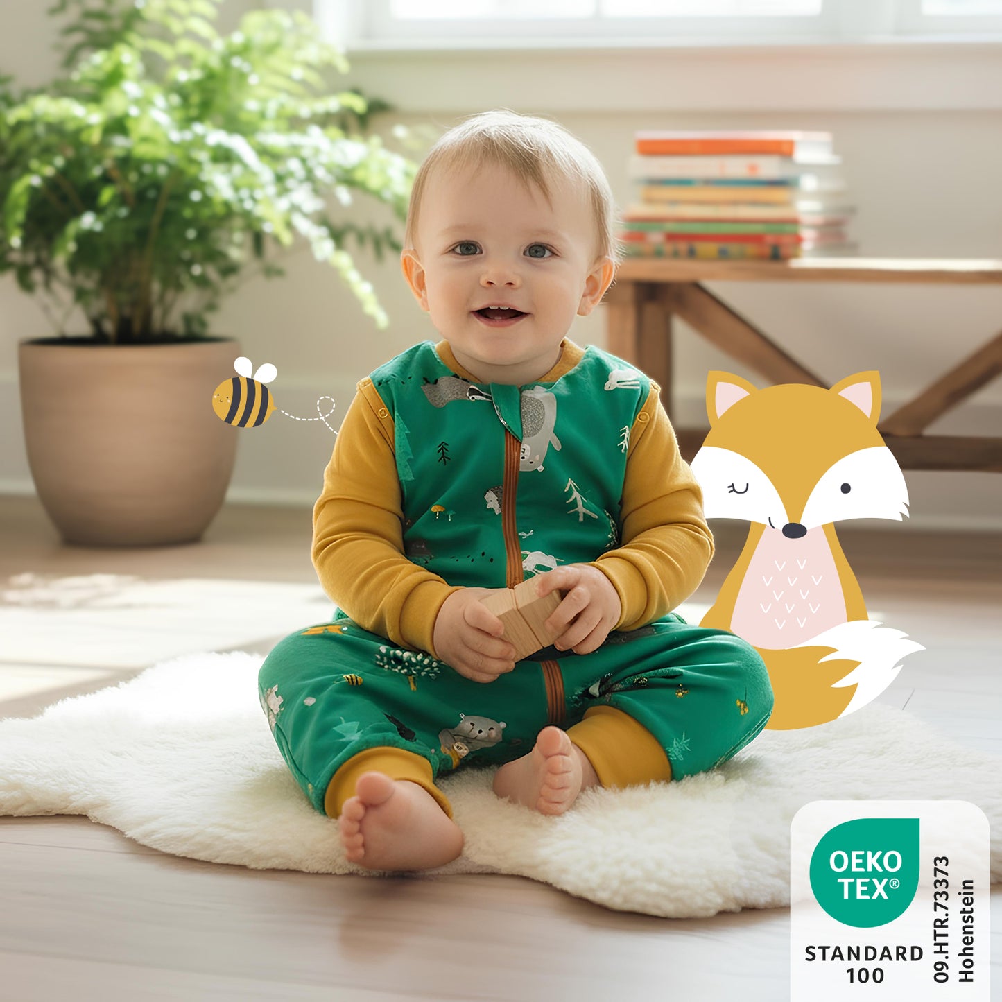 Bio Schlafsack mit Füßen und umklappbaren Bündchen 2.5 TOG_Waldtiere_462_2 - (Bild-17)