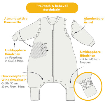 schlafsack länge berechnen mit Füßen und umklappbaren Bündchen, 3.5 TOG Größe:3–12 Monate (62/80) Mammut - Astro Glove-Softshell size-onesize