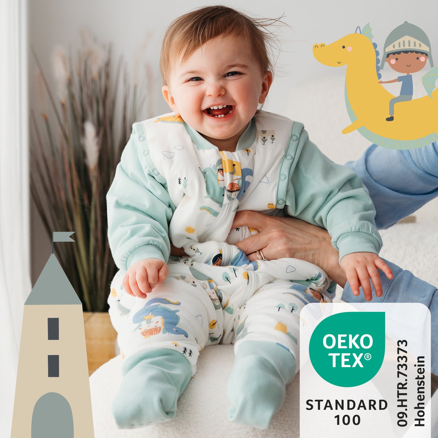 Schlafsack mit Füßen und umklappbaren Bündchen 3.5 TOG_Fantasia_OEKOTEX_468