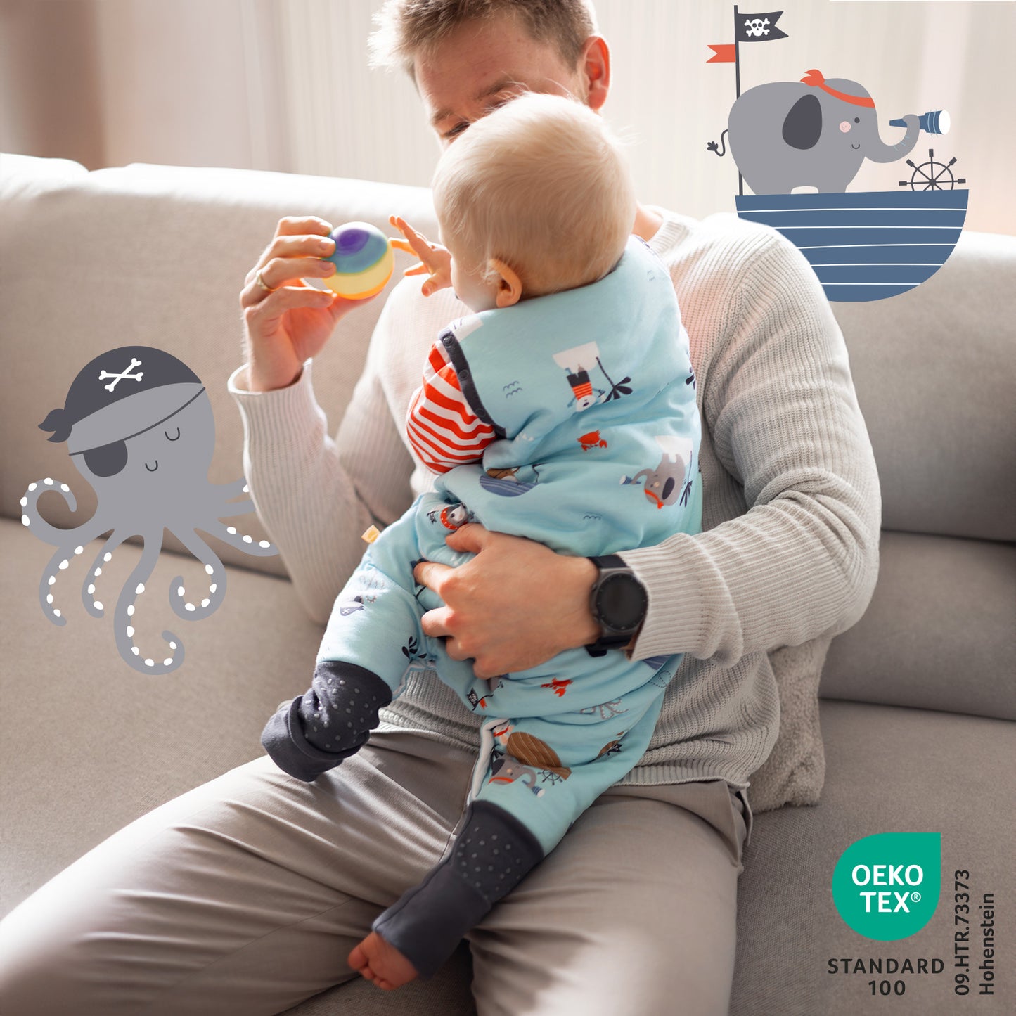 Schlafsack mit Füßen und umklappbaren Bündchen, 3.5 TOG