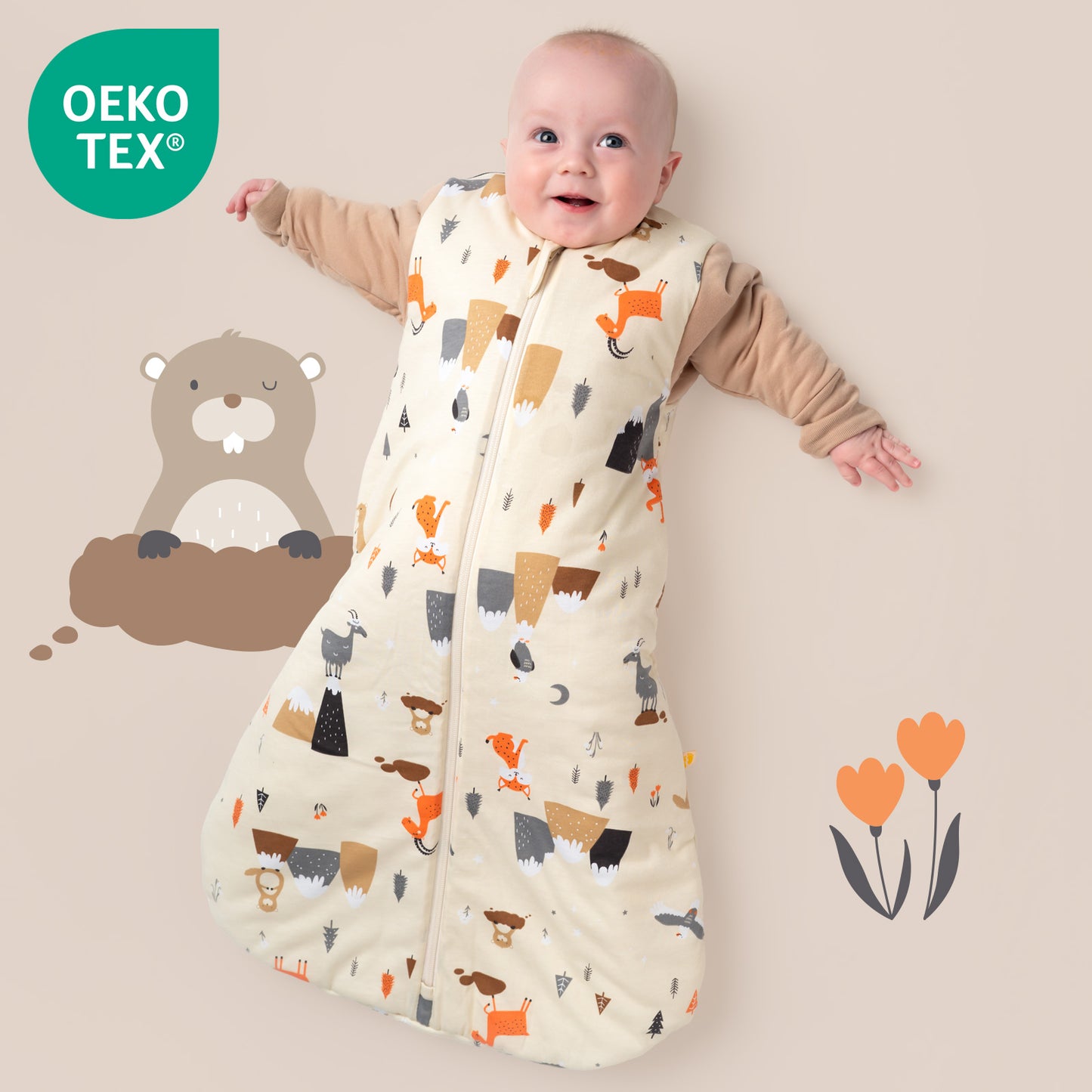 Babyschlafsack 3.5 TOG_Bergtiere_OEKOTEX_471