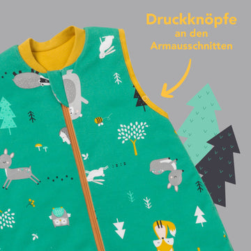 Bio Schlafsack mit Fen und umklappbaren Bndchen 1.0 TOG