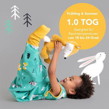 schlafsack mit füßen und umklappbaren bündchen Bio Schlafsack mit Füßen und umklappbaren Bündchen 1.0 TOG