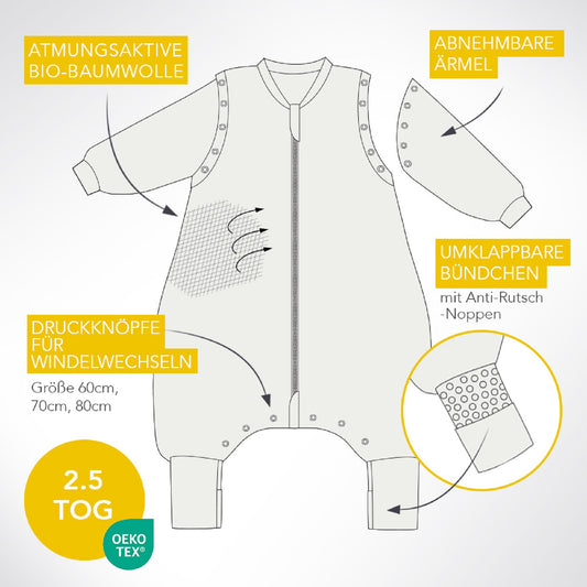 Bio Schlafsack mit Füßen und umklappbaren Bündchen 2.5 TOG - (Bild-35)