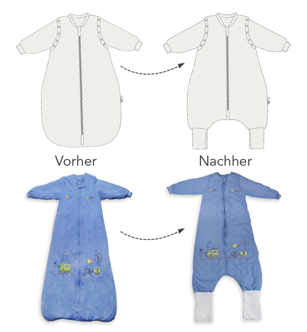 Schlummersack Upcycling Service Schlafsack mit Füßen mit Anti-Rutsch Noppen