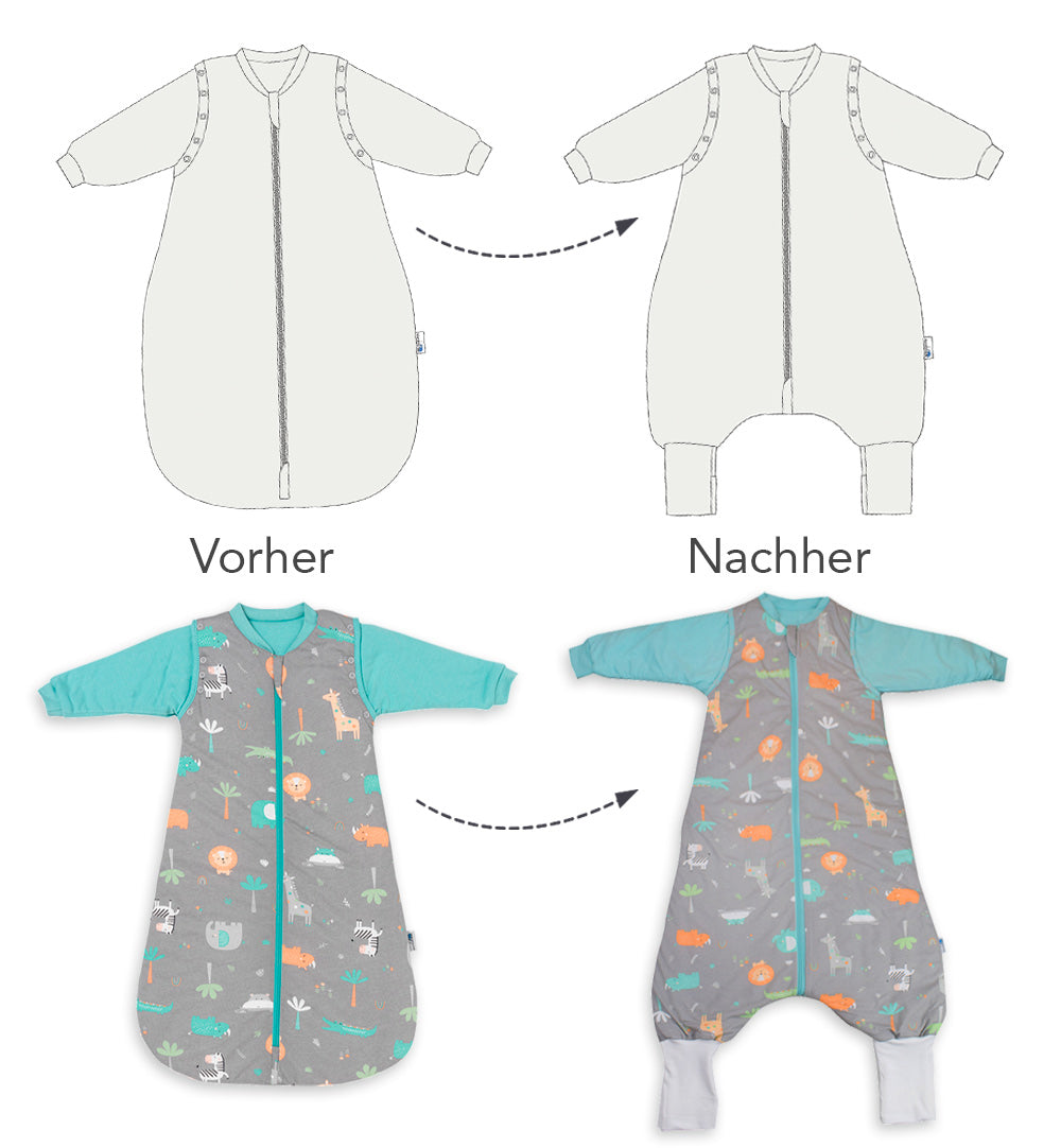 Schlummersack Upcycling Service Schlafsack mit Füßen mit Anti-Rutsch Noppen_Safari_0_612