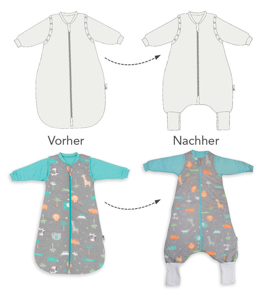 Schlummersack Upcycling Service Schlafsack mit Füßen mit Anti-Rutsch Noppen_Safari_0_612